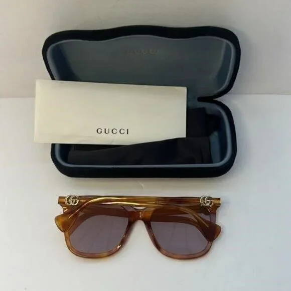 New Authentic ?GG1071S 003 55 GUCCI HAVANA CAT-EYE SUNGLASSES Gucci GG1071S 002 Cat Eye Shiny Dark Havana Sunglasses  main image 4